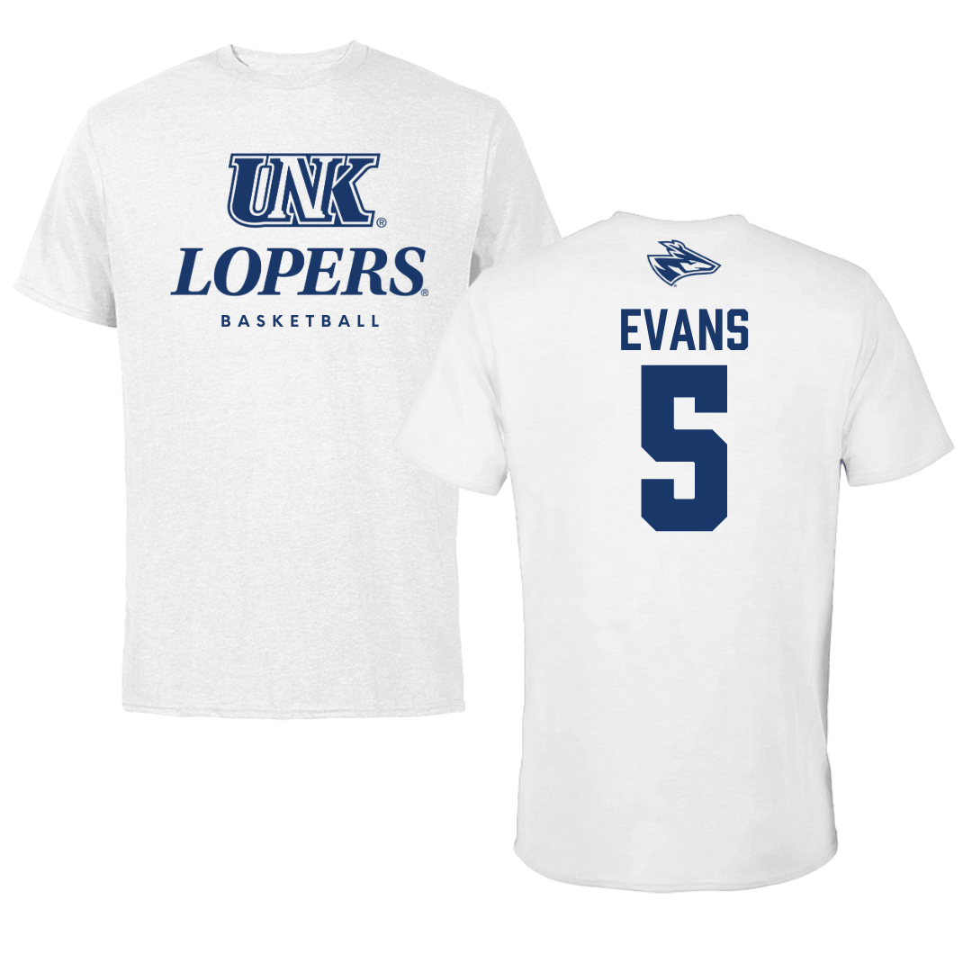 University of Nebraska at Kearney Basketball White Tee  - #5 Sean Evans