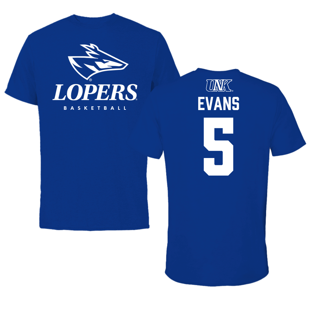 University of Nebraska at Kearney Basketball True Royal Blue Tee  - #5 Sean Evans