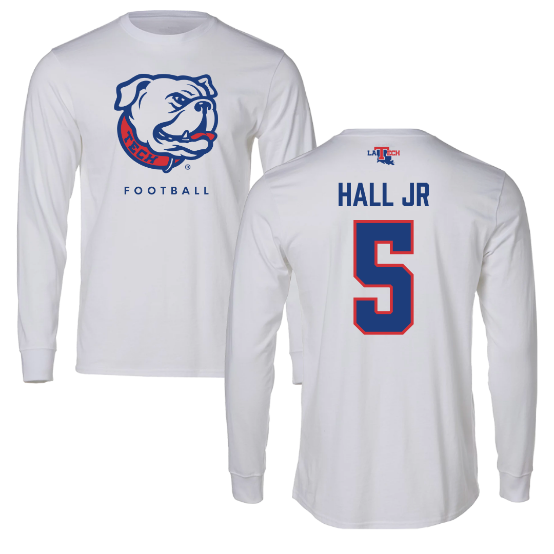 Louisiana Tech University Football White Long Sleeve  - #5 Deshon Hall Jr