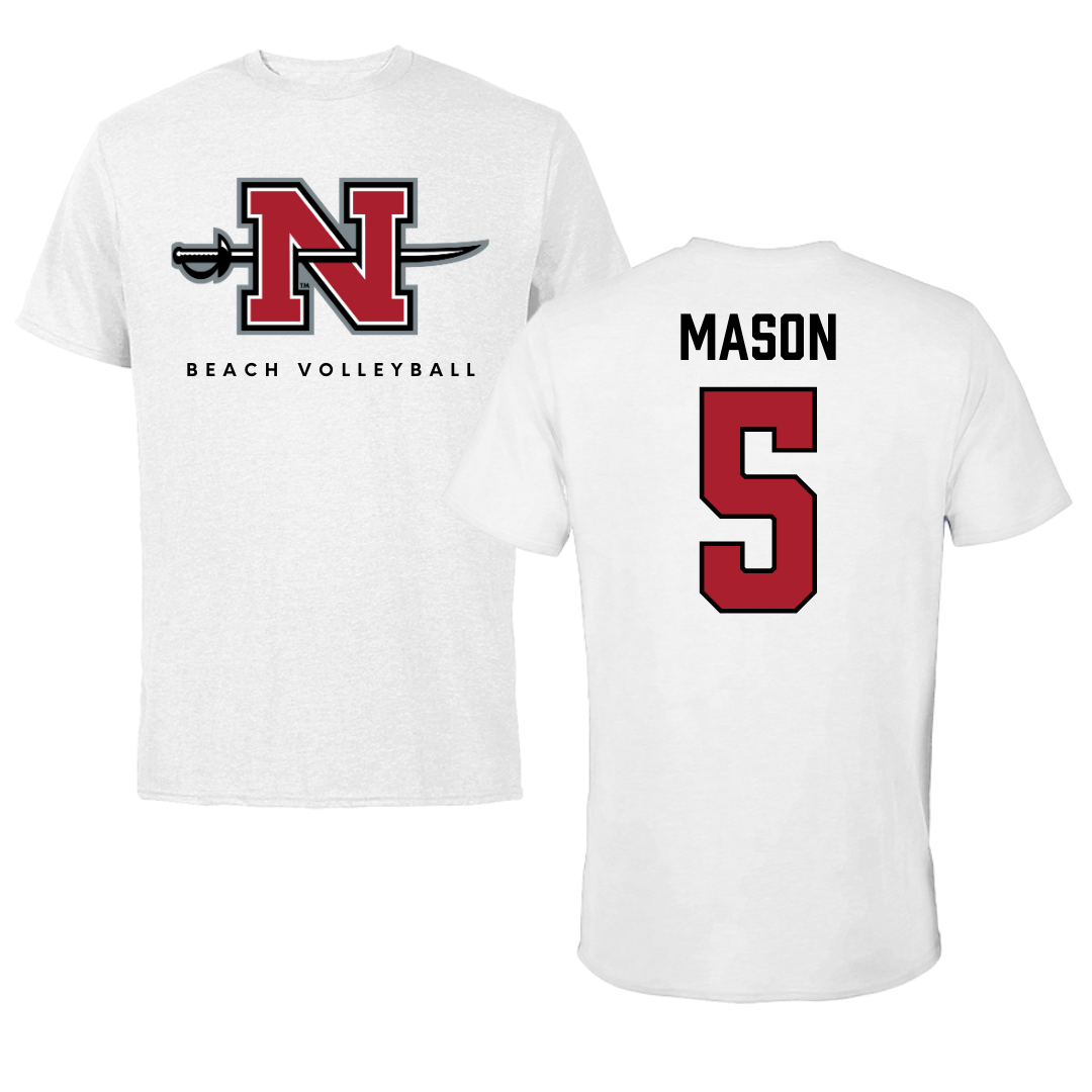 Camiseta blanca de voleibol de playa de la Universidad Estatal de Nicholls - #5 Hailey Mason