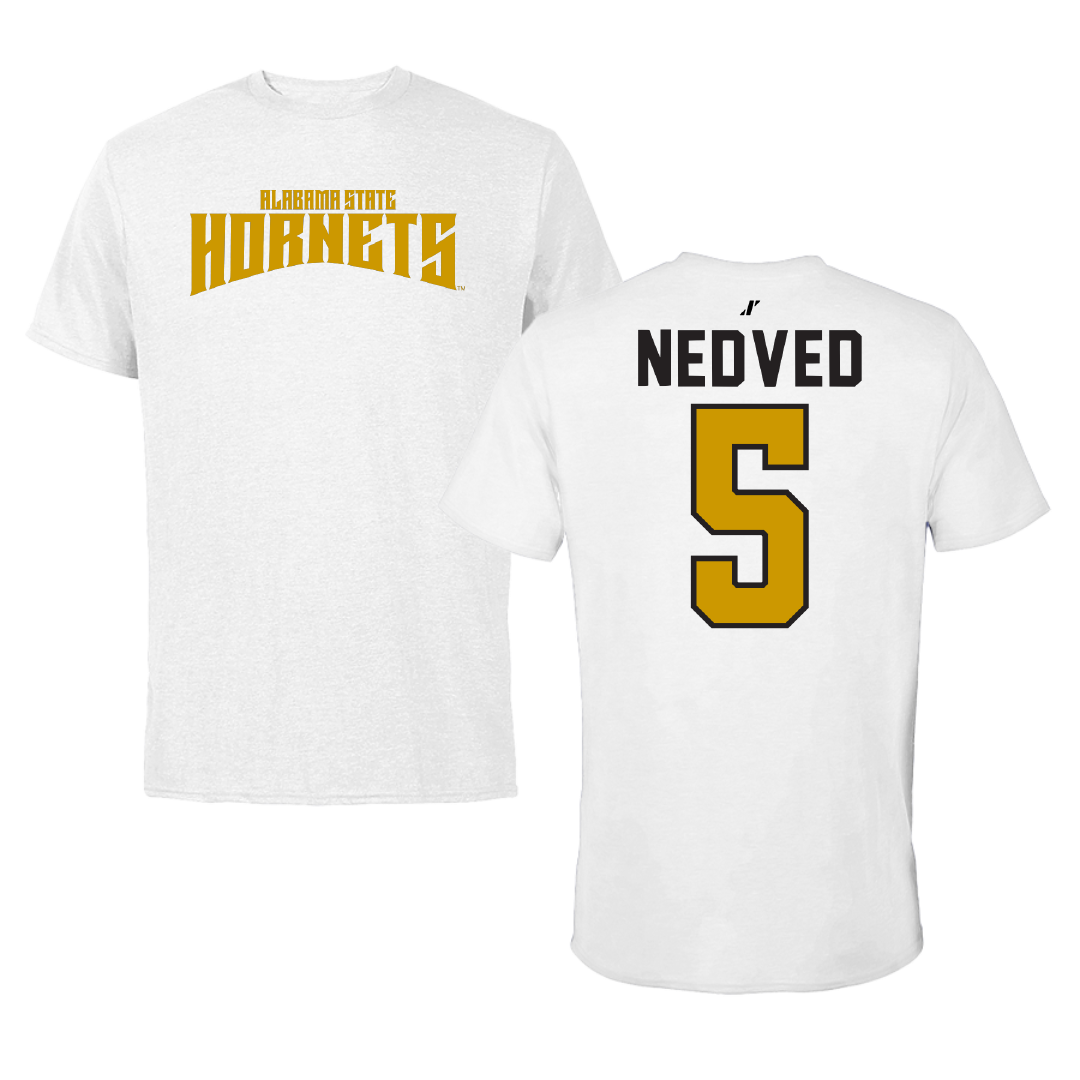 Alabama State University Soccer White Classic Tee - #5 Katherine Nedved