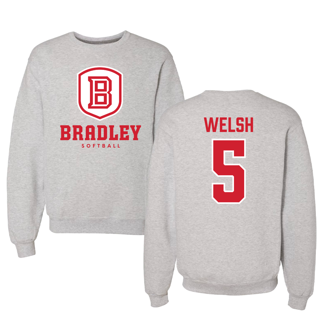 Bradley University Softball Gray Crewneck - #5 Addie Welsh