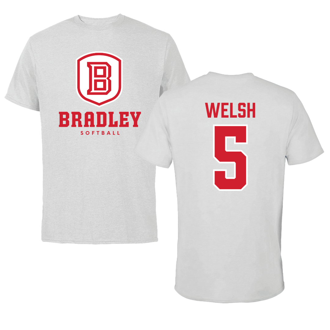 Bradley University Softball Gray Tee - #5 Addie Welsh