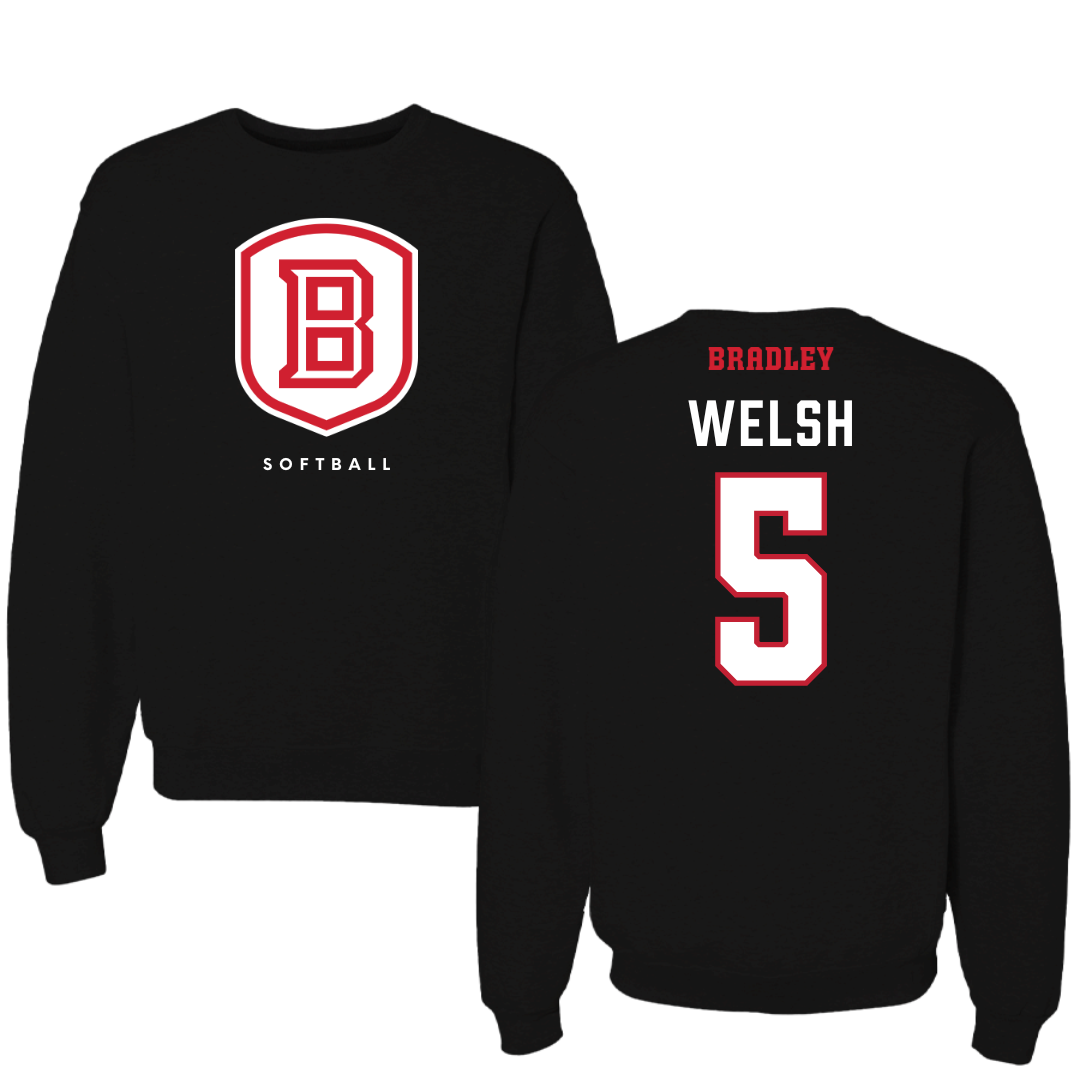 Bradley University Softball Black Crewneck  - #5 Addie Welsh