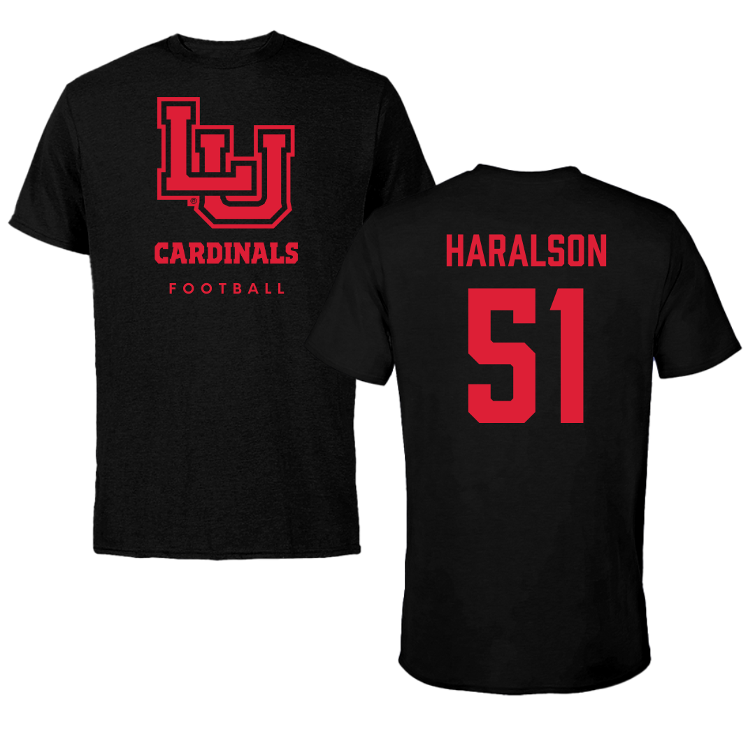 Lamar University Football Black Cardinal Tee  - #51 Alex Haralson