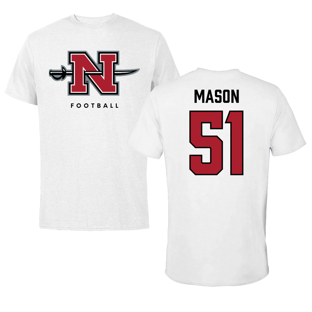 Nicholls State University Football White Tee  - #51 Joe Mason