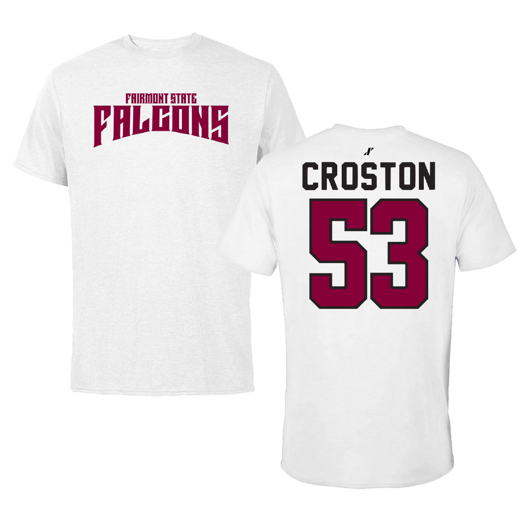 Fairmont State University Football White Classic Performance Tee - #53 Jake Croston