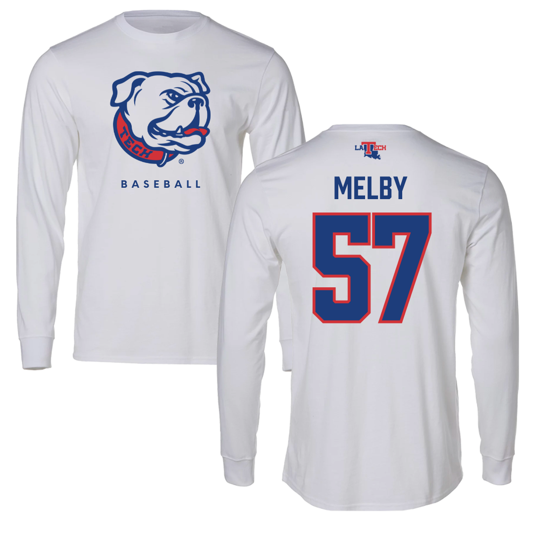 Louisiana Tech University Baseball White Long Sleeve  - #57 Will Melby