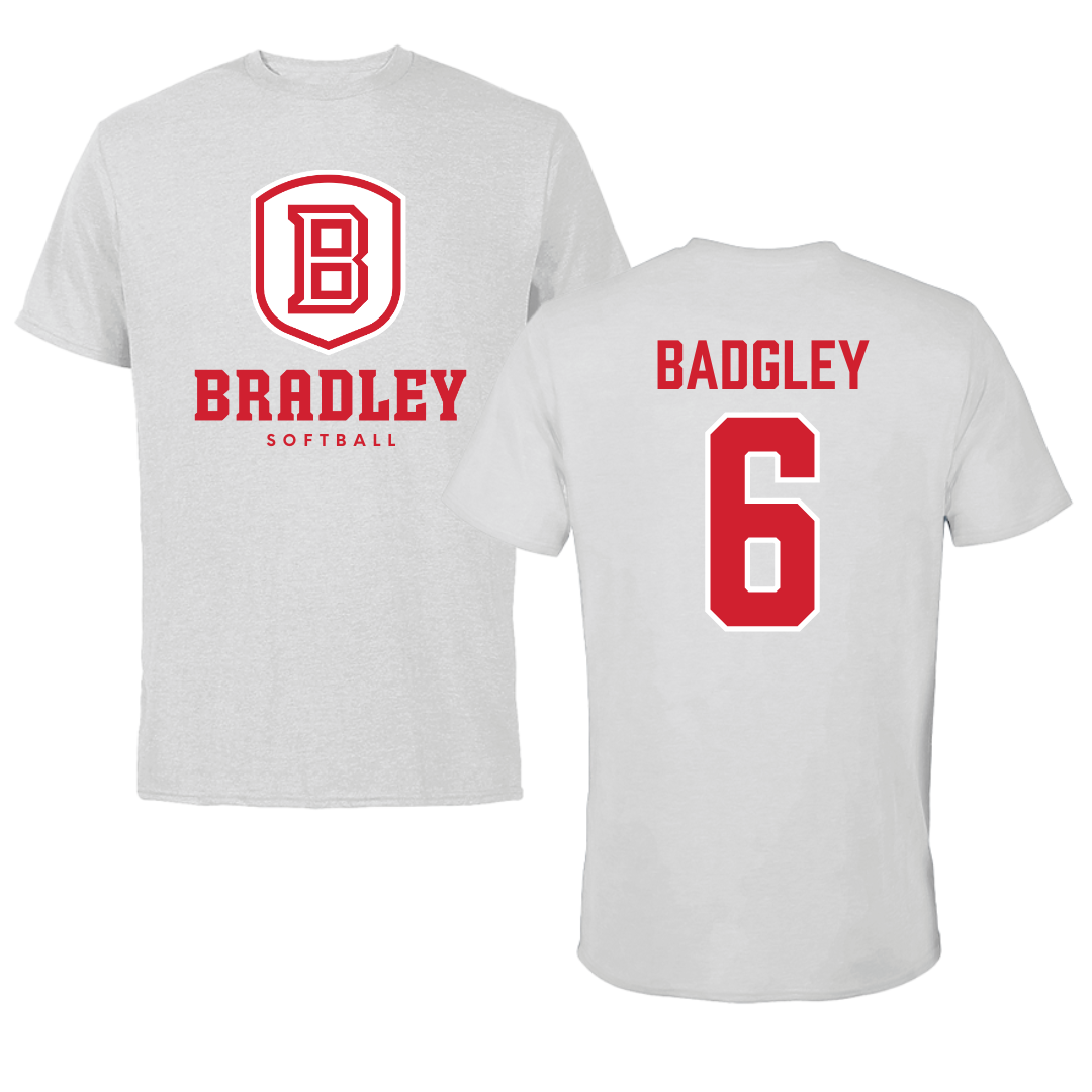 Bradley University Softball Gray Tee - #6 Abbott Badgley