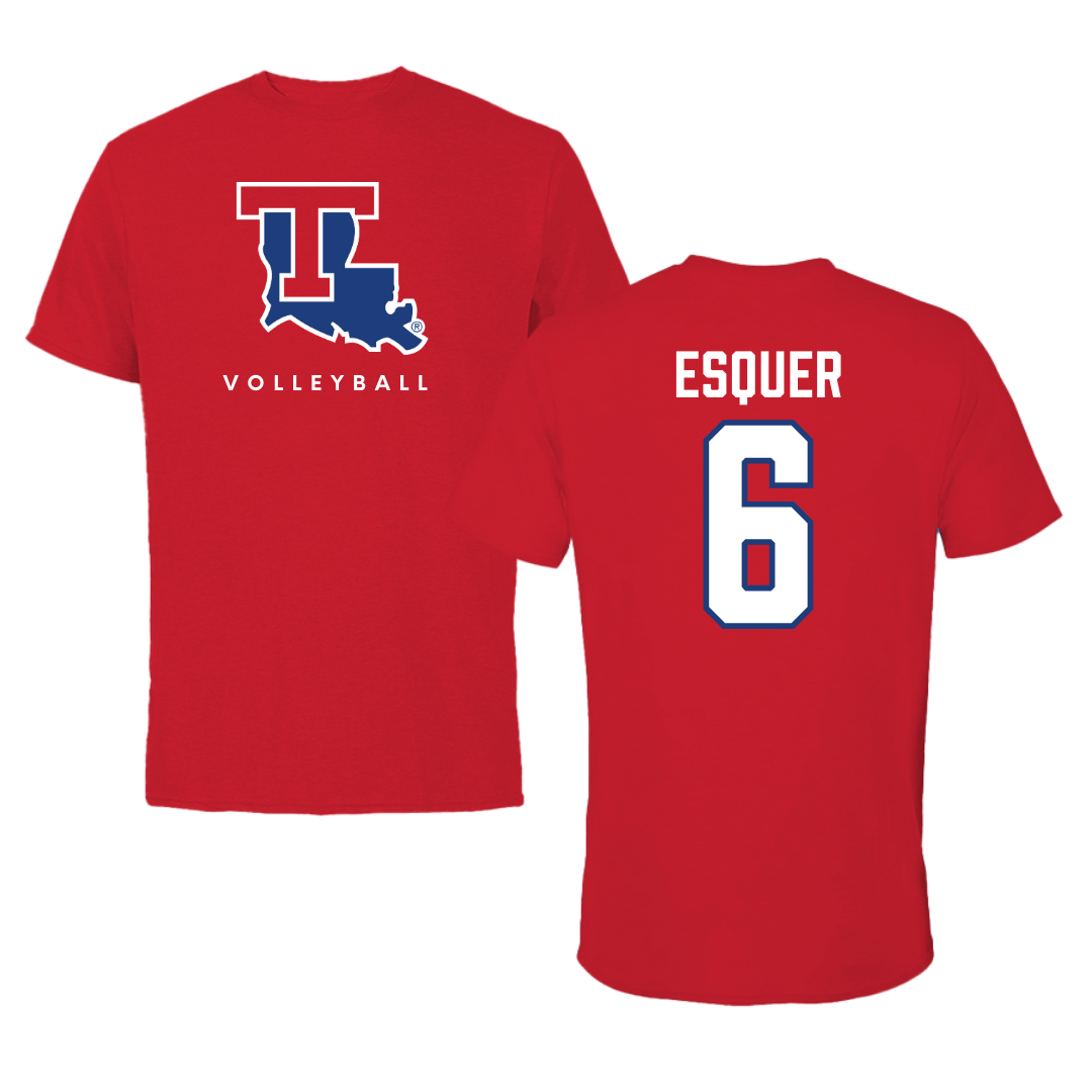 Louisiana Tech University Volleyball Red Tee  - #6 Carla Esquer