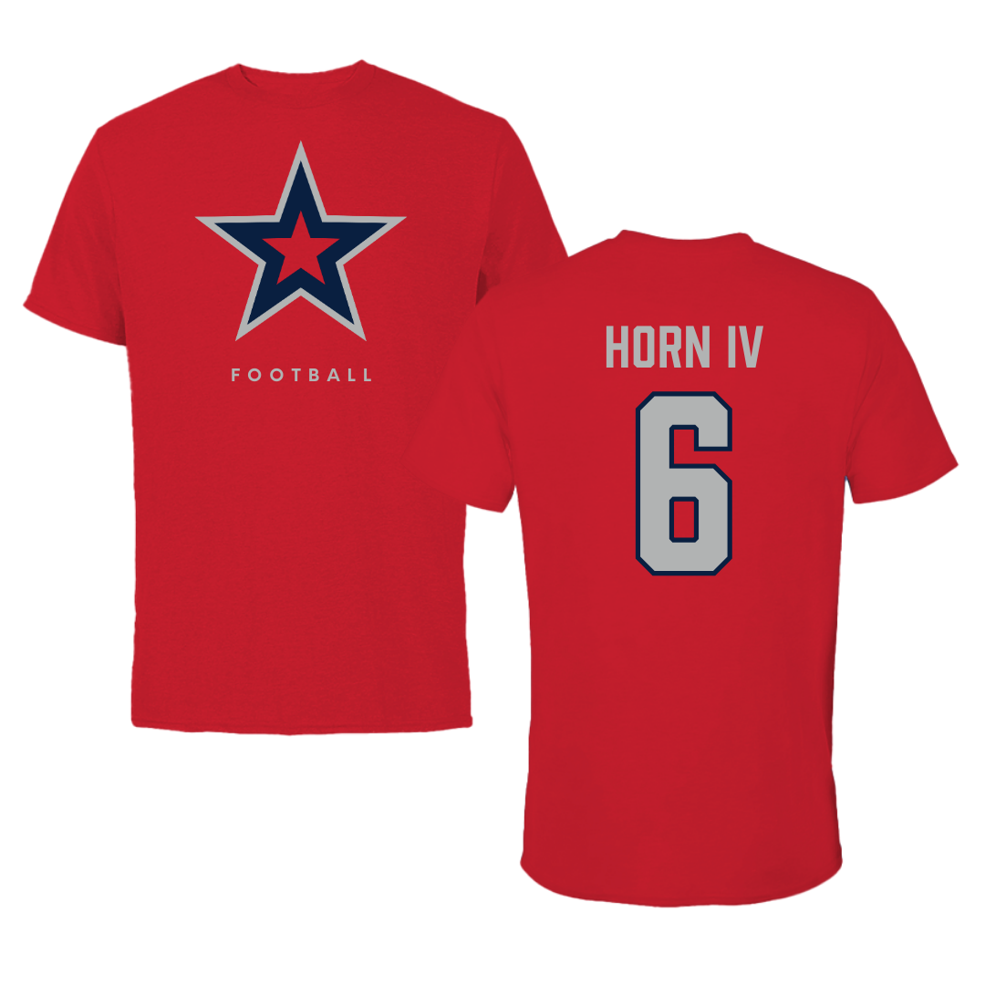 Robert Morris University Football Red Tee  - #6 Will Horn IV