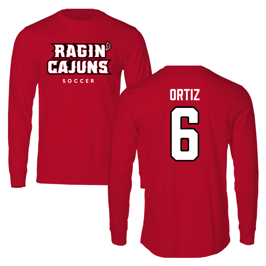 University of Louisiana at Lafayette Soccer Red Long Sleeve  - #6 Lucy Ortiz
