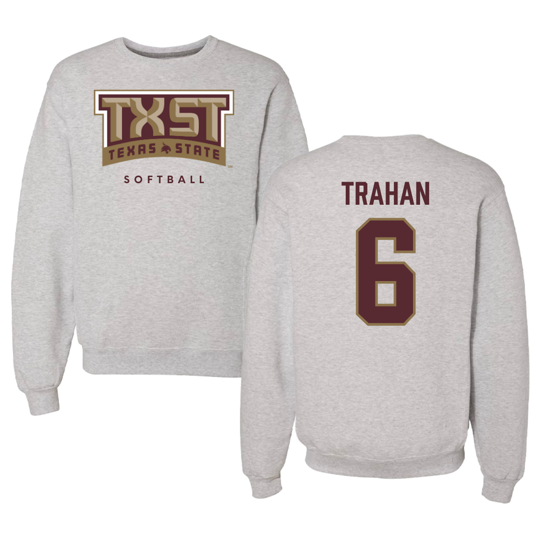 Texas State University Softball Gray Crewneck  - #6 Ciara Trahan