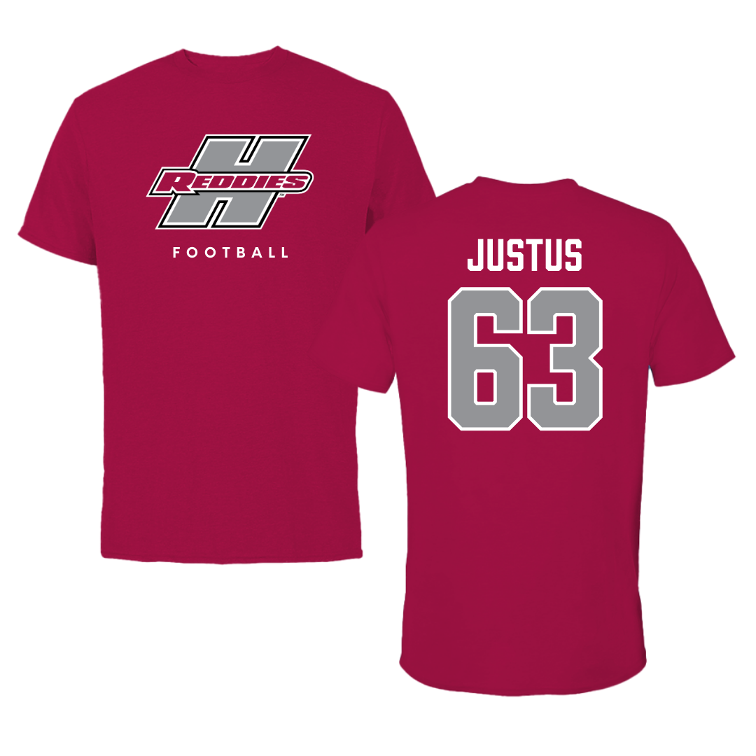 Henderson State University Football Cardinal Tee  - #63 Conner Justus