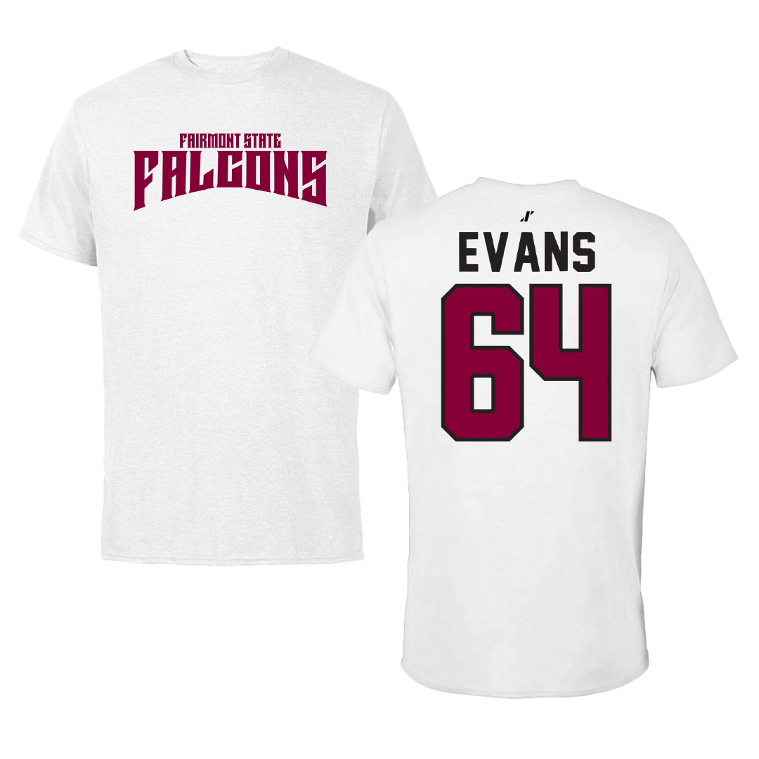 Fairmont State University Football White Classic Performance Tee - #64 Jaiden Evans