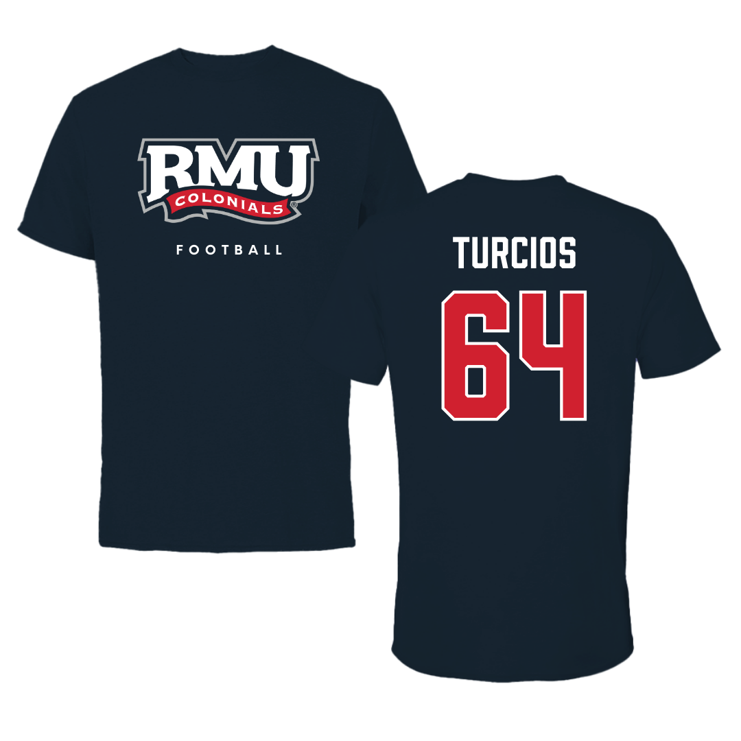 Robert Morris University Football Navy Tee  - #64 Diego Turcios
