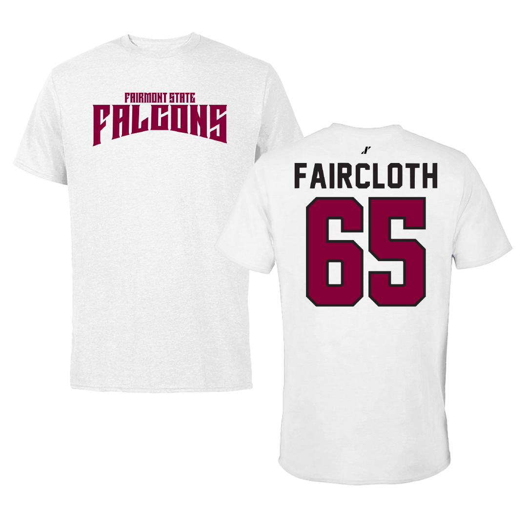 Fairmont State University Football White Classic Performance Tee - #65 Eli Faircloth