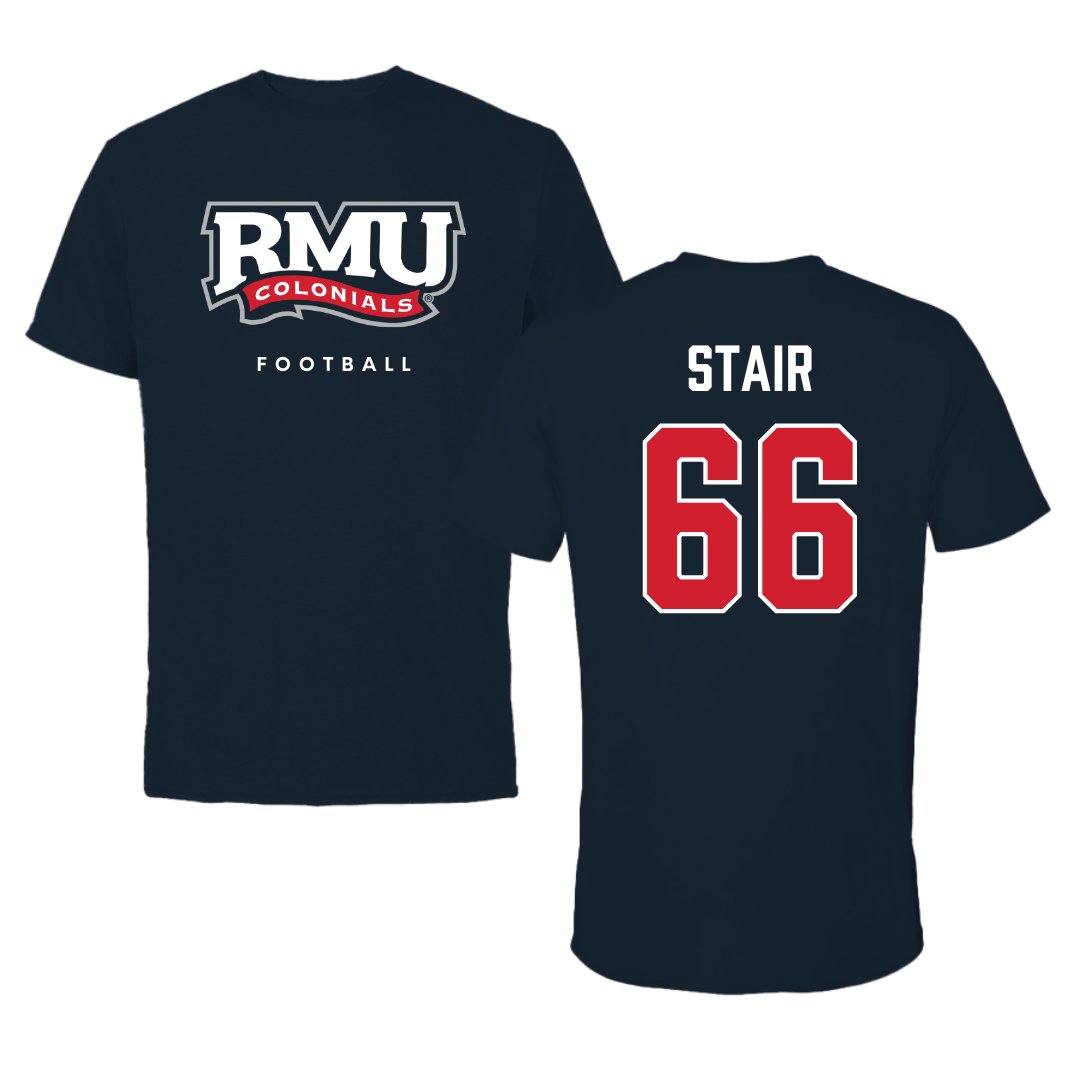 Robert Morris University Football Navy Tee  - #66 Aidan Stair