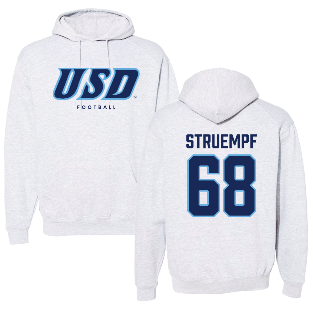 University of San Diego Football Gray Hoodie  - #68 Nick Struempf