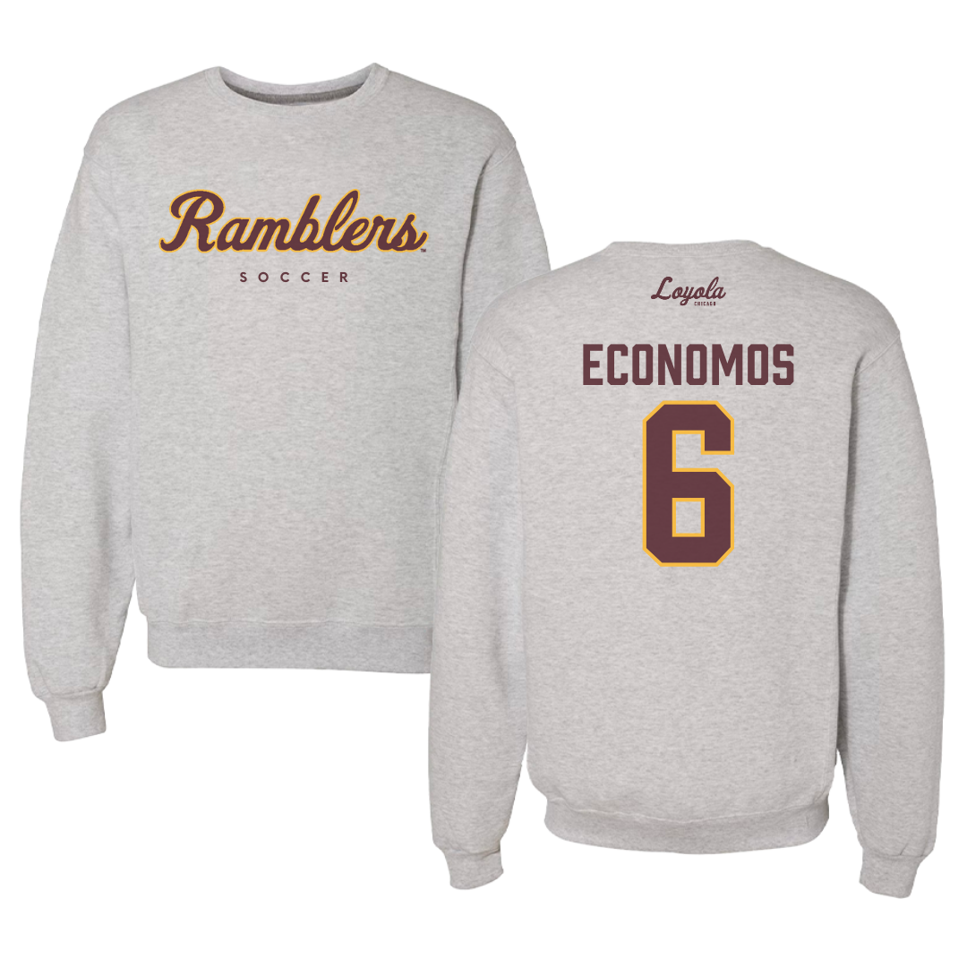 Cuello redondo gris de fútbol de la Universidad Loyola-Chicago - #6 Meghan Economos