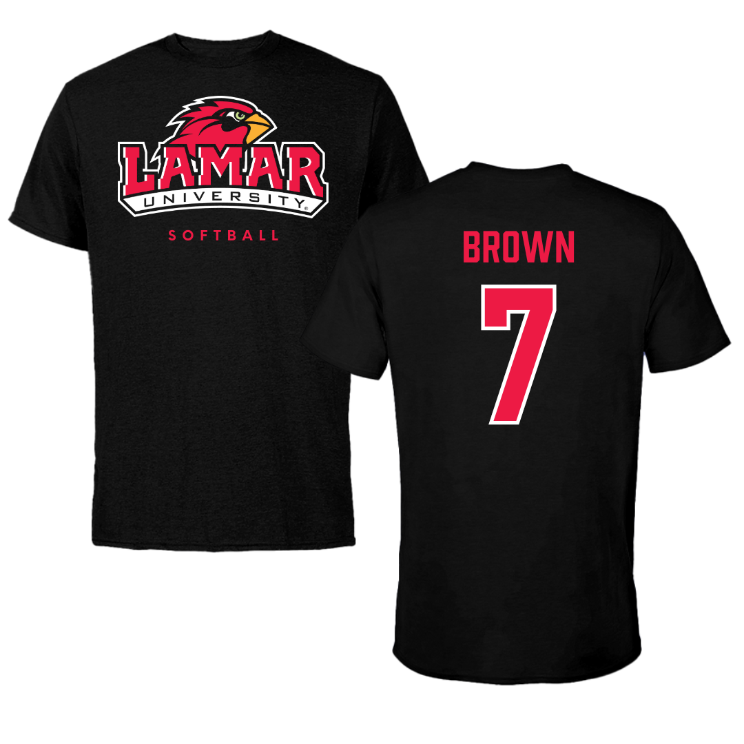 Lamar University Softball Black Tee  - #7 Aubrey Brown