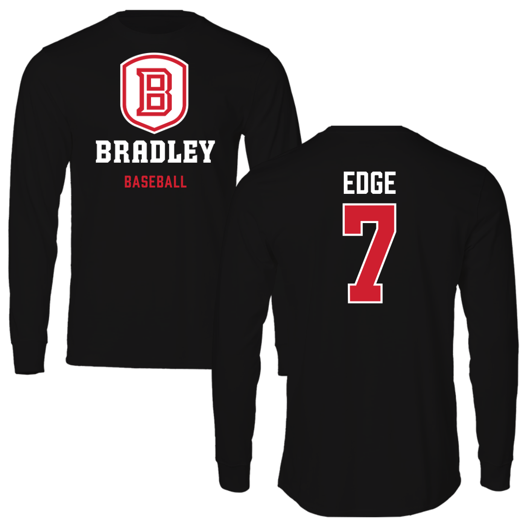 Bradley University Baseball Black Block Long Sleeve - #7 Anthony Edge