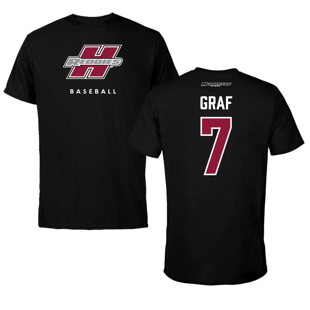 Henderson State University Baseball Black Tee  - #7 Ty Graf
