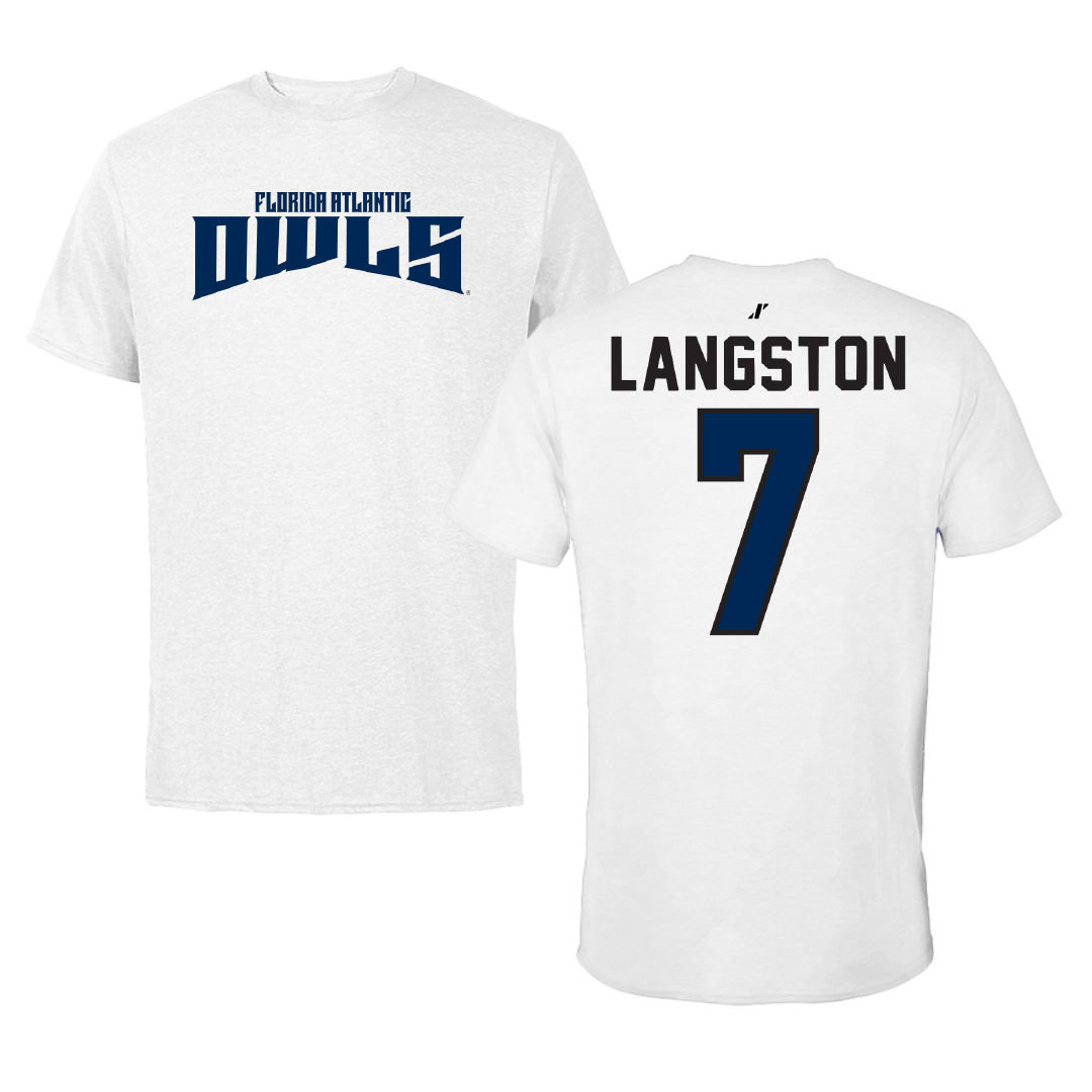Florida Atlantic University Football White Classic Performance Tee - #7 Bryce Langston