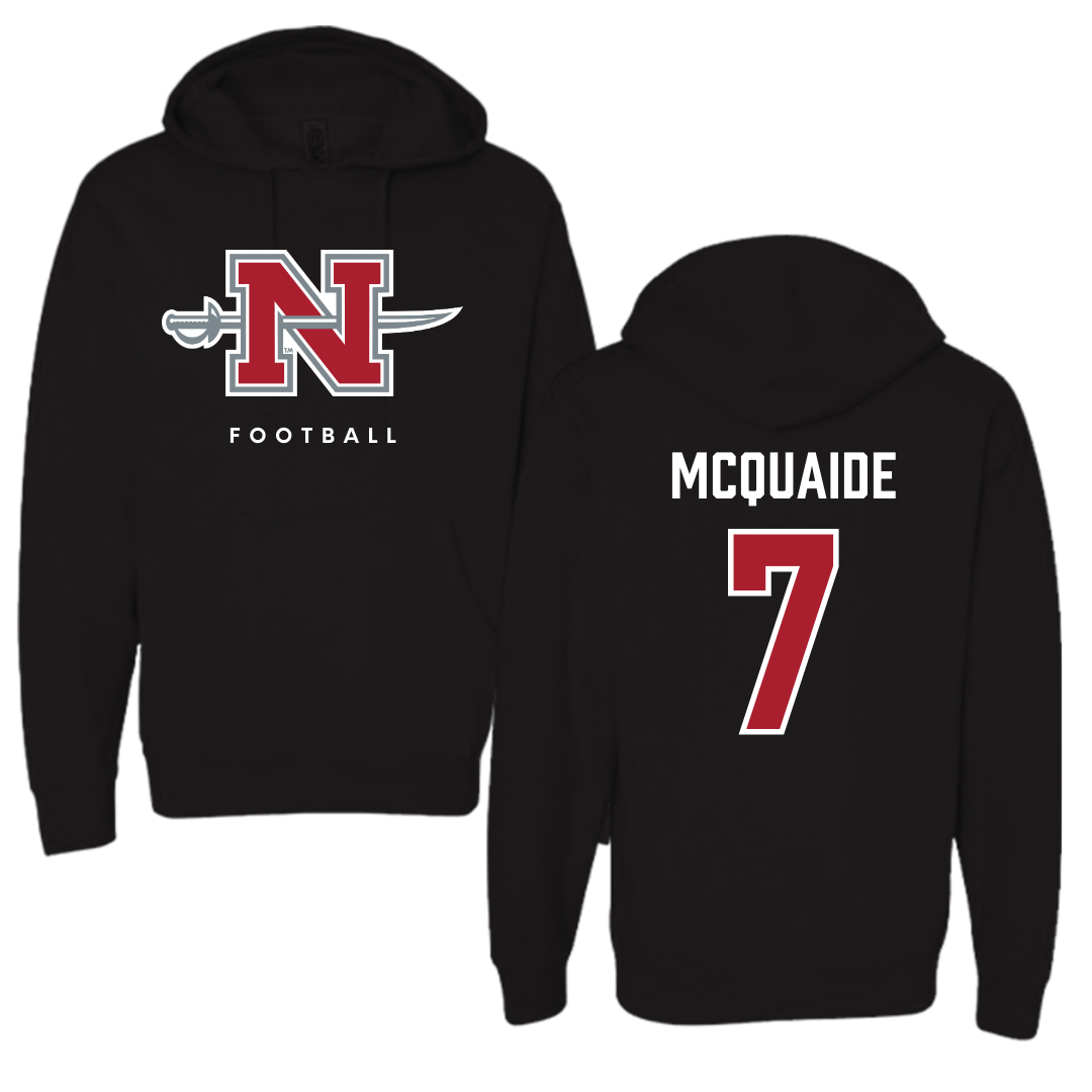 Sudadera con capucha negra de fútbol de la Universidad Estatal de Nicholls - #7 Pat McQuaide