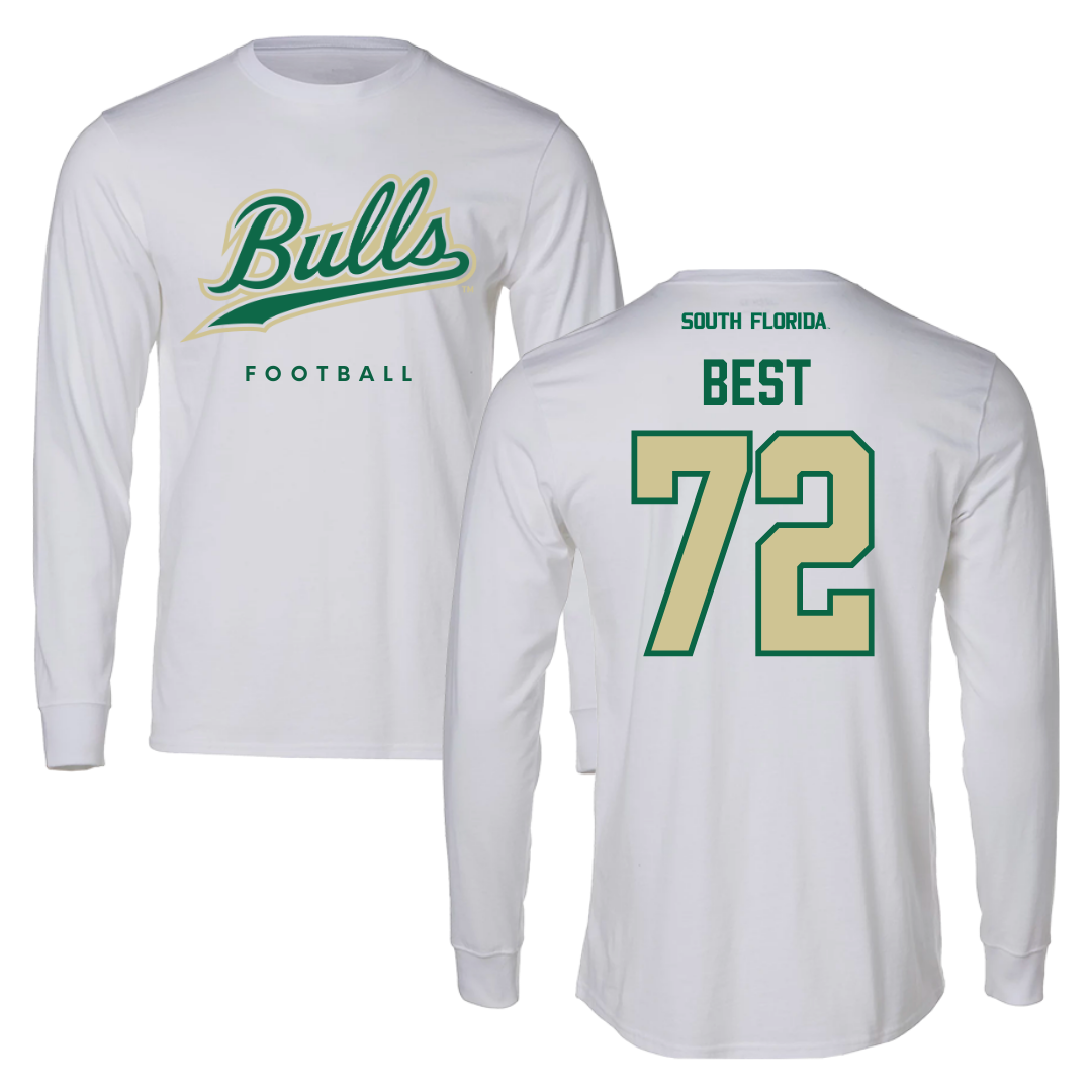 University of South Florida Football White Long Sleeve  - #72 Cole Best