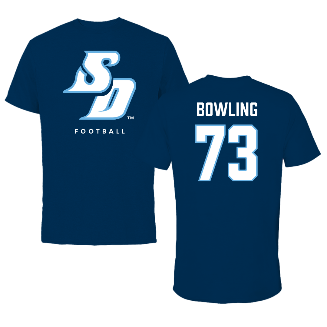 University of San Diego Football Navy Tee  - #73 Evans Bowling