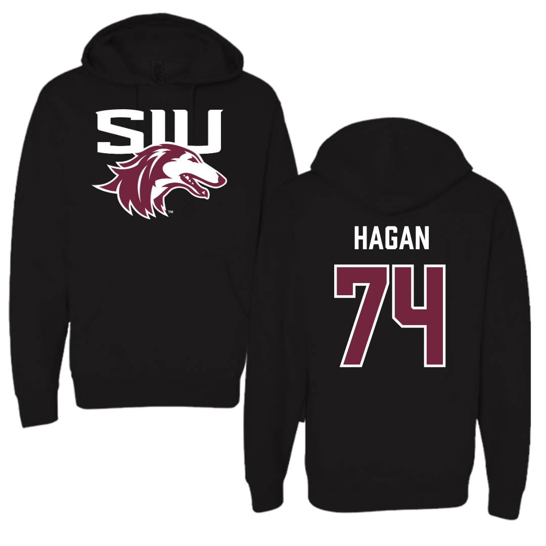 Southern Illinois University at Carbondale Football Black Hoodie  - #74 Harris Hagan