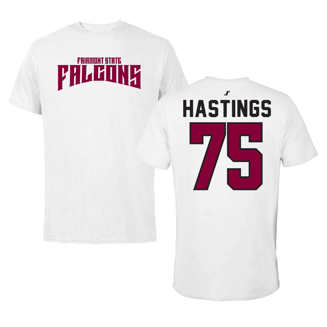 Fairmont State University Football White Classic Performance Tee - #75 Brandon Hastings