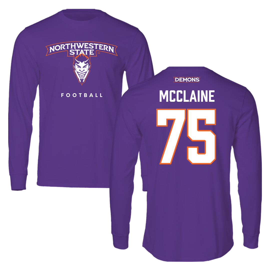 Northwestern State University Football Purple Long Sleeve  - #75 Jordan McClaine