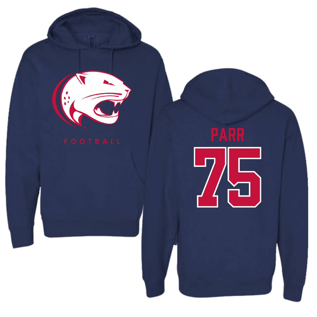 Sudadera con capucha azul marino de fútbol de la Universidad del Sur de Alabama - #75 Damon Parr