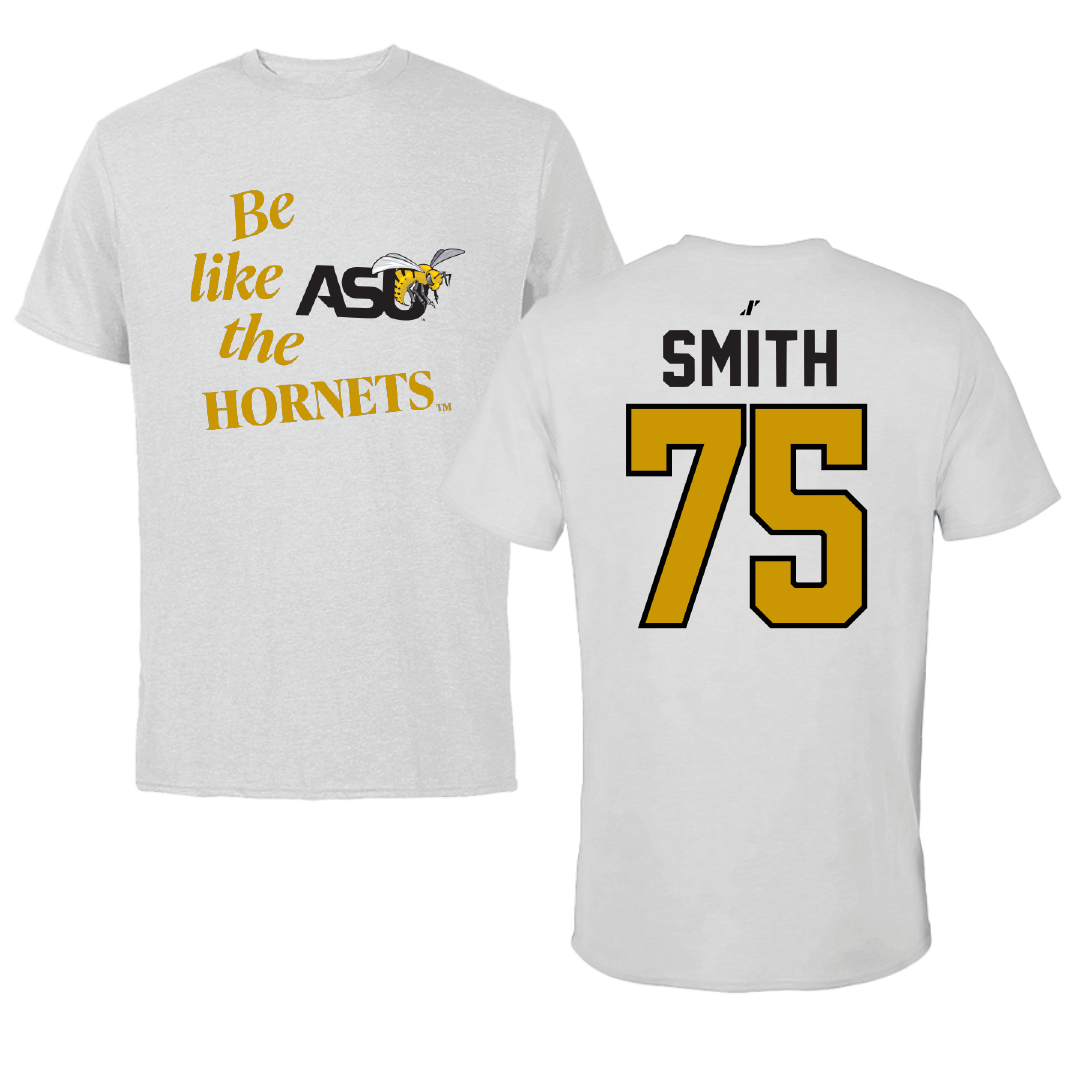 Alabama State University Football Light Gray Be Like Us Tee - #75 Cameron Smith