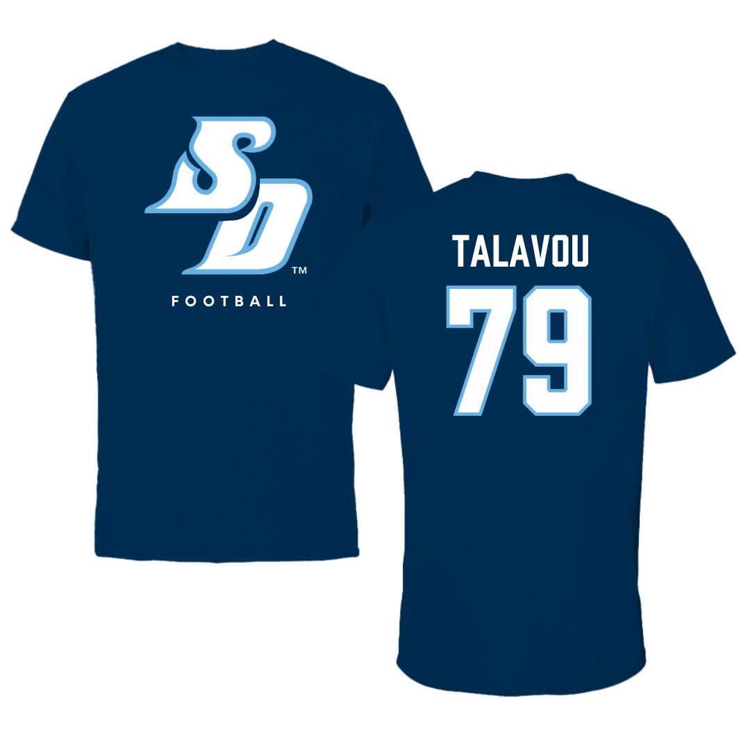 University of San Diego Football Navy Tee  - #79 Maicah Talavou