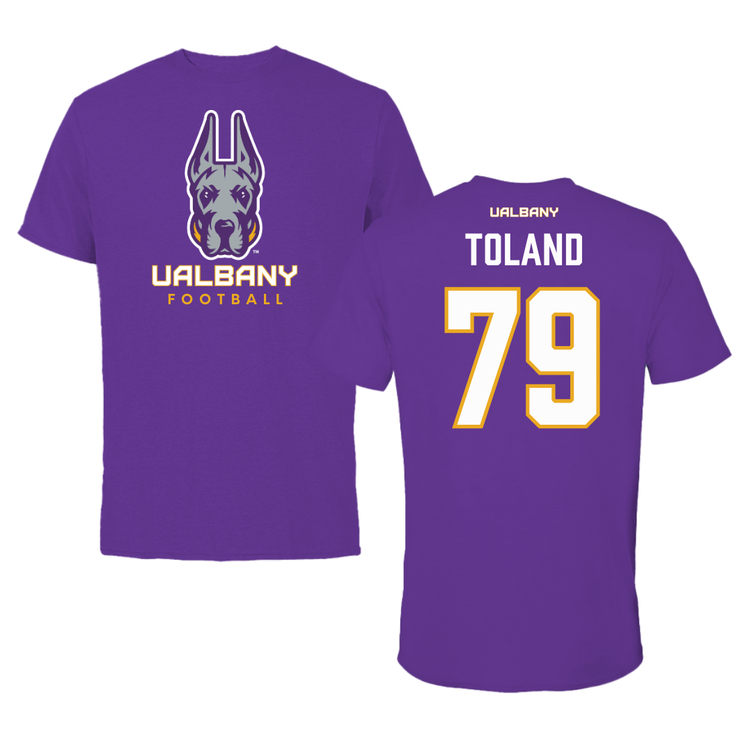 University at Albany Football Purple Tee  - #79 Ondre Toland