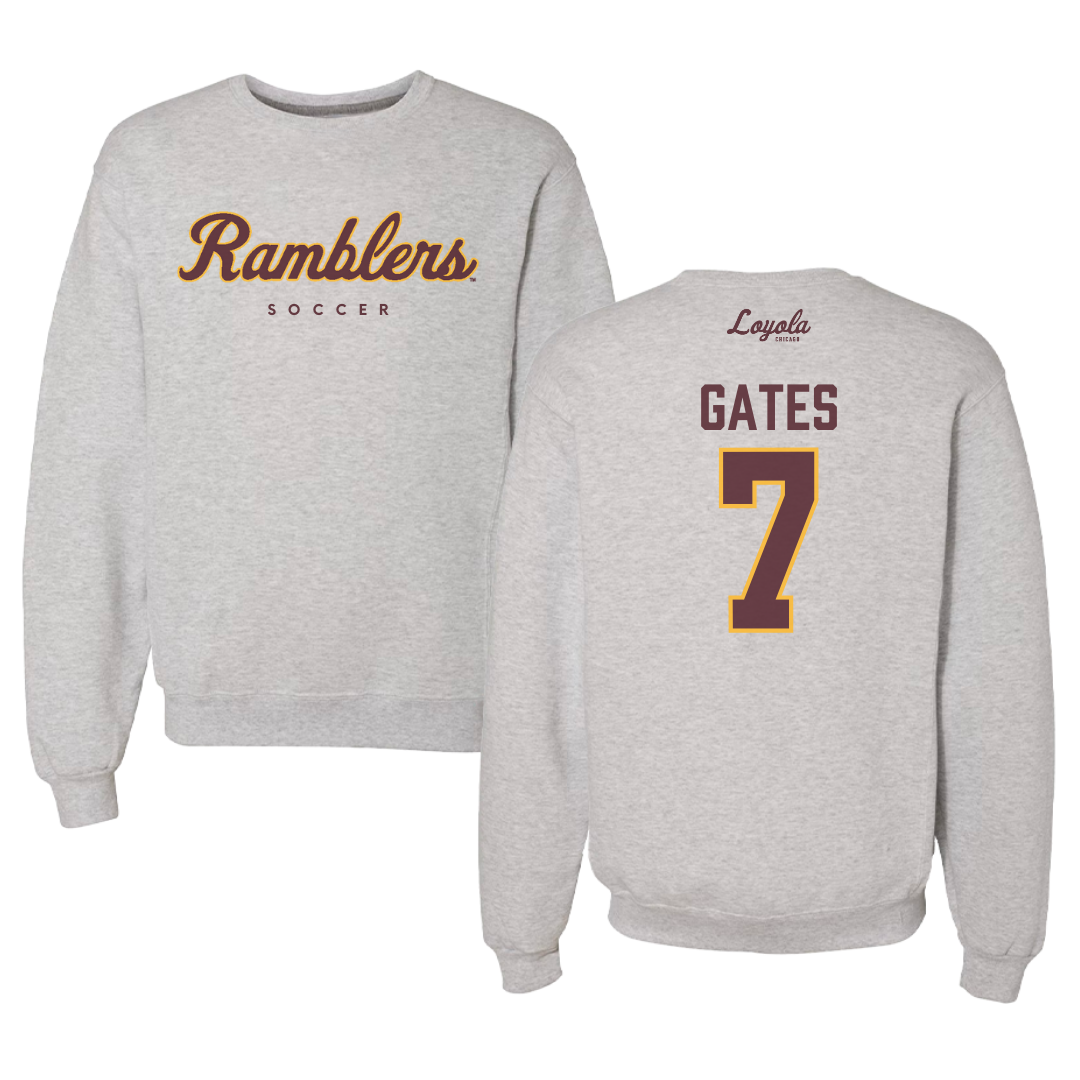 Cuello redondo gris de fútbol de la Universidad Loyola-Chicago - #7 John Gates