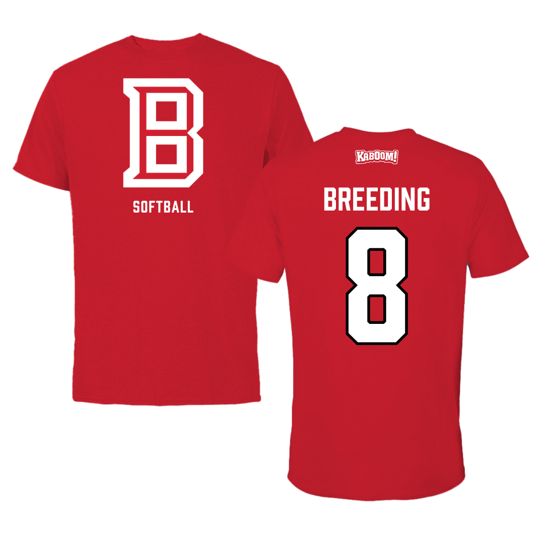 Bradley University Softball Red Block Tee - #8 Ashley Breeding