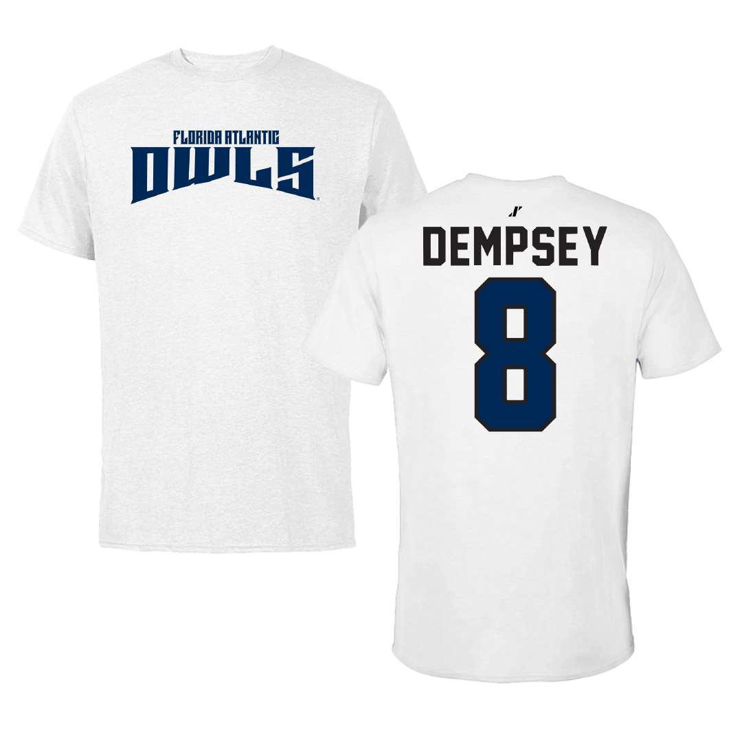 Florida Atlantic University Soccer White Classic Performance Tee - #8 Drew Dempsey