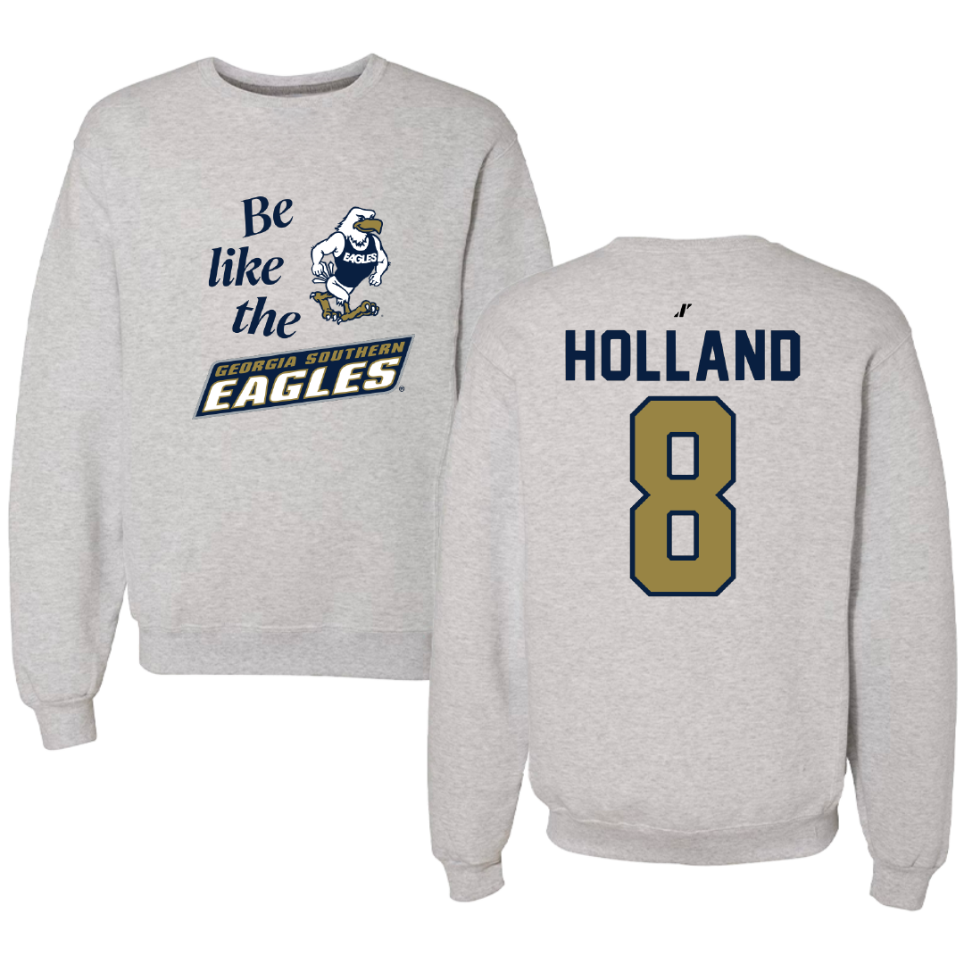 Georgia Southern University Softball Light Gray Be Like Us Crewneck - #8 Bailey Holland