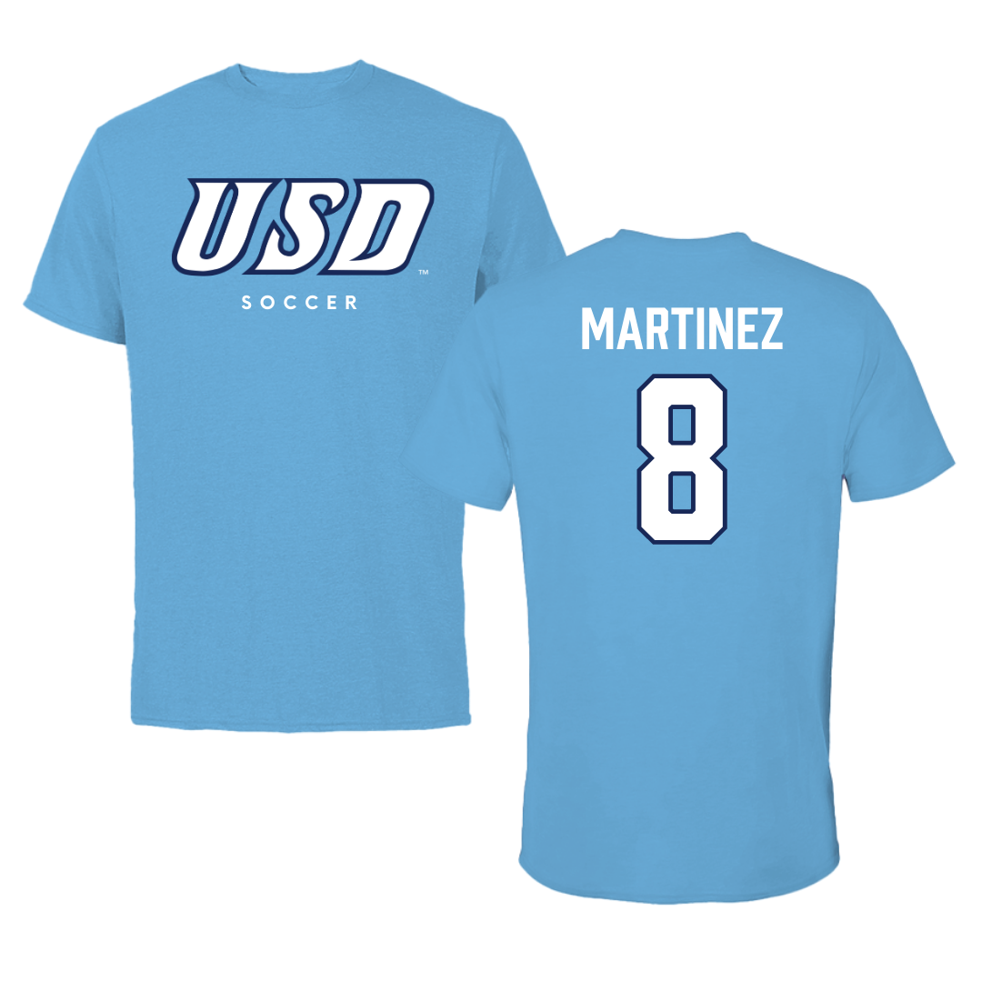 University of San Diego Soccer Carolina Blue Tee  - #8 Josh Martinez