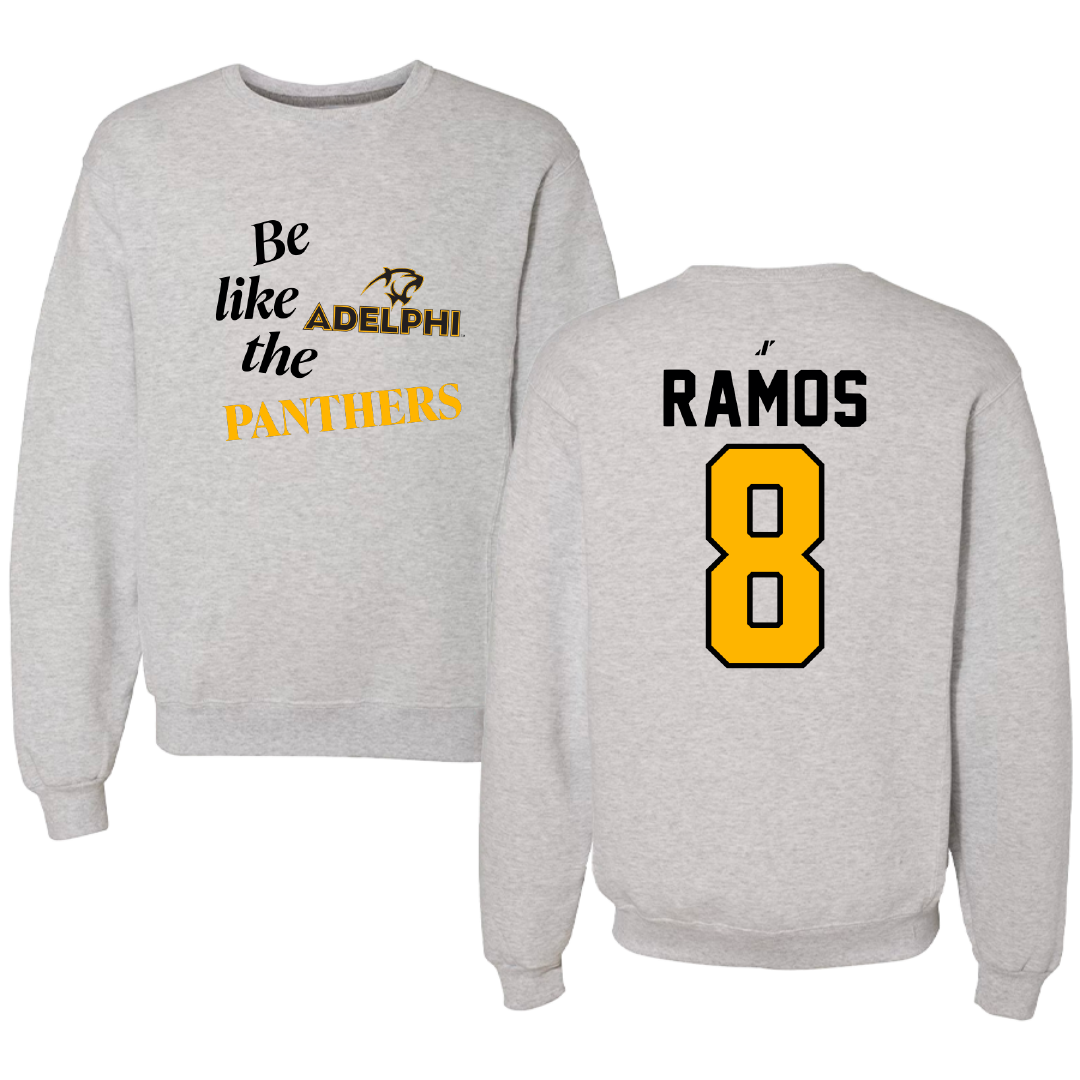 Adelphi University Baseball Light Gray Be Like Us Crewneck - #8 Albert Ramos