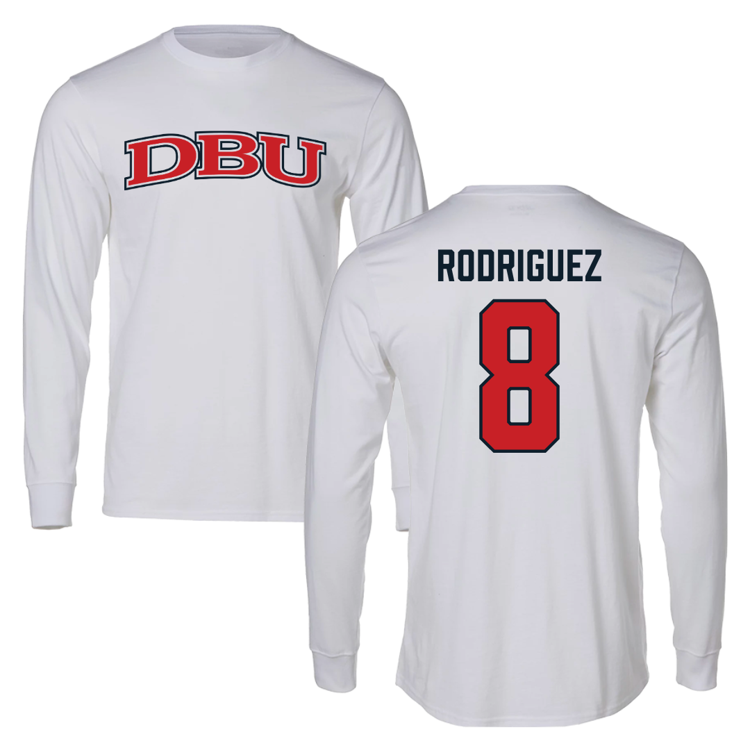 Dallas Baptist University Lacrosse White Long Sleeve  - #8 Brandon Rodriguez
