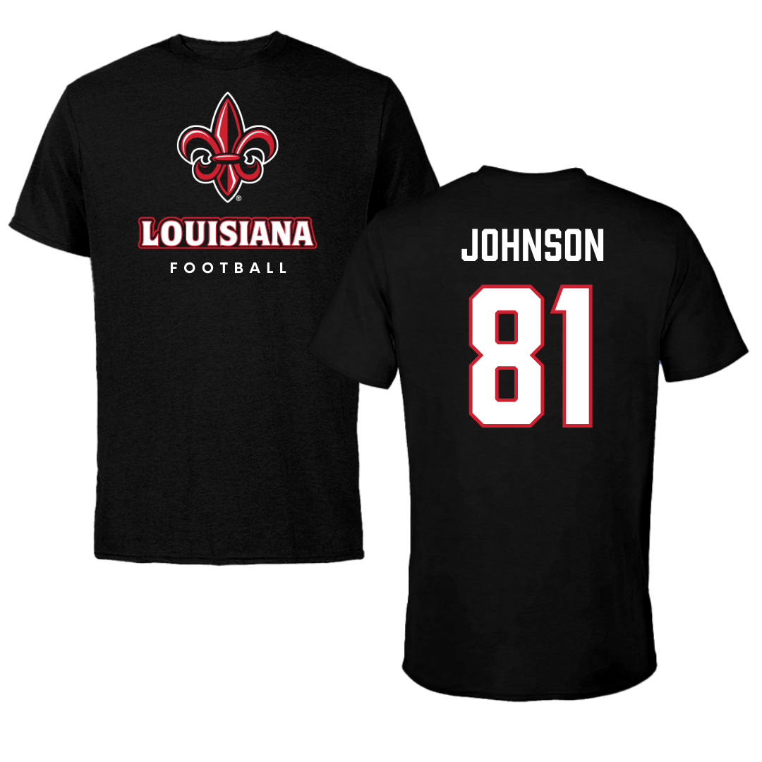 University of Louisiana at Lafayette Football Black Tee  - #81 Jaydon Johnson