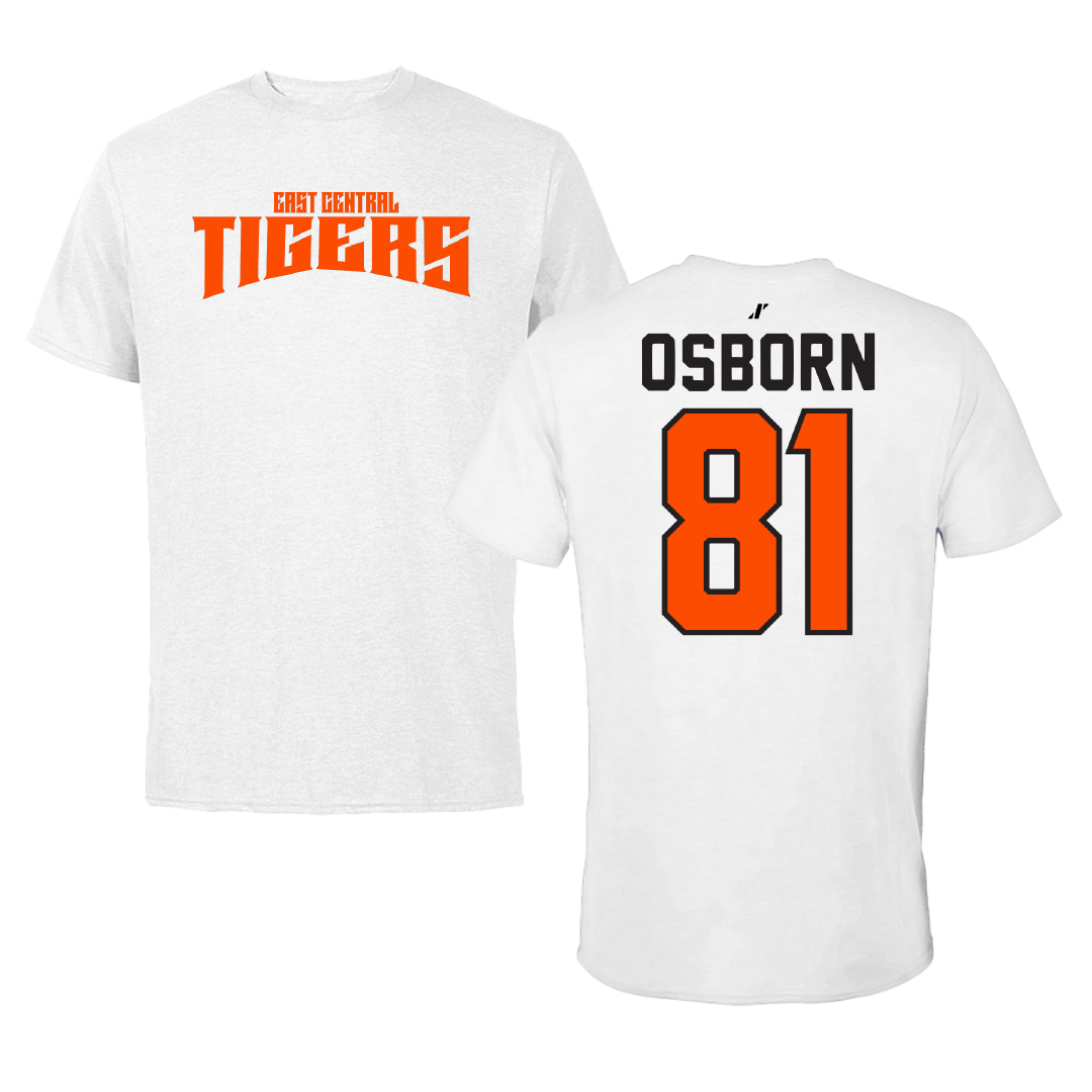 East Central University Football White Classic Tee - #81 Zak Osborn