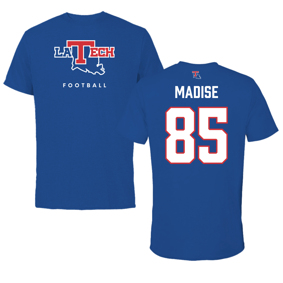 Louisiana Tech University Football True Royal Tee  - #85 Adem Madise