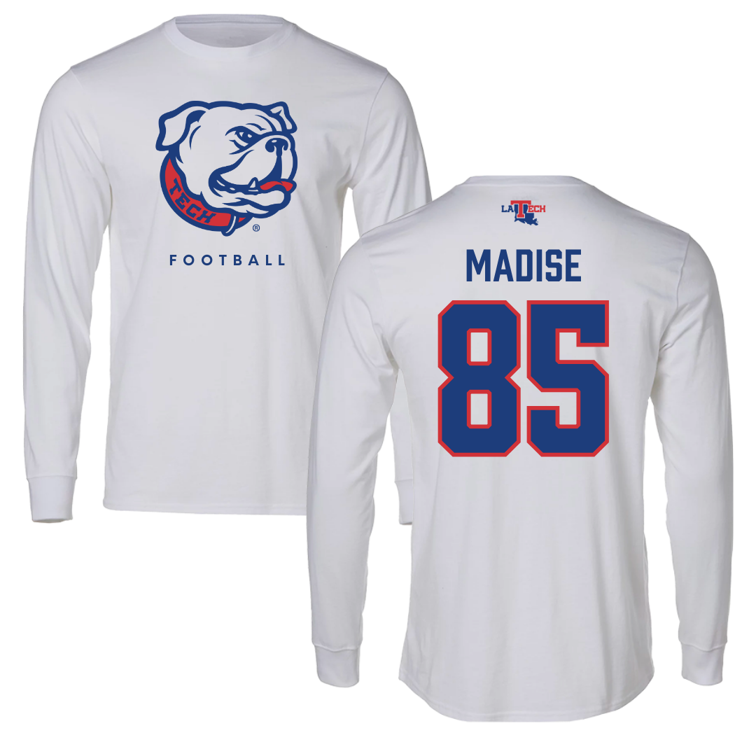 Louisiana Tech University Football White Long Sleeve  - #85 Adem Madise