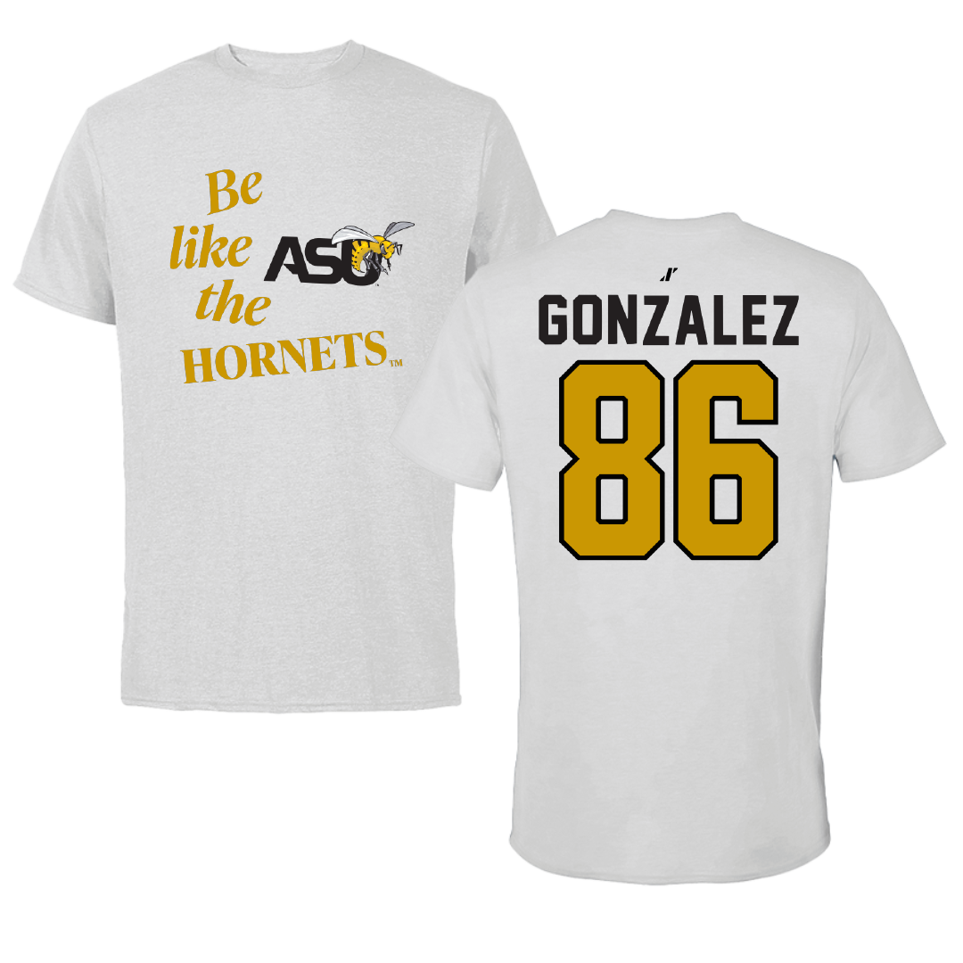 Alabama State University Football Light Gray Be Like Us Tee - #86 Drake Gonzalez